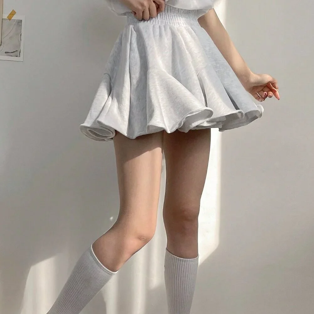 Grey Casual Women's Elastic Waist Fleece Flare Skirt